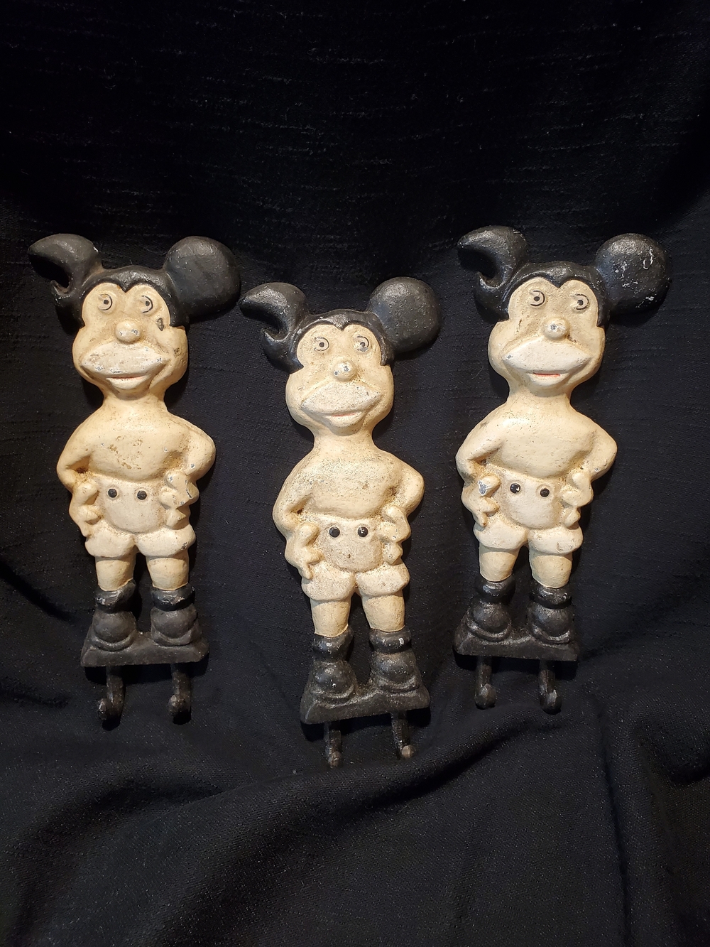 Vintage Mickey Mouse Wall Hooks Set of 3